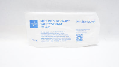 Medline SSN101272F Sure-Snap Safety Syringe 27G x 0.5inch